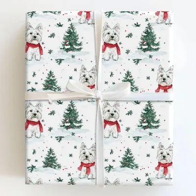 Snow Day for the Westies - Gift Wrap for Christmas, Holidays Wrapping Paper, Christmas Wrapping Paper