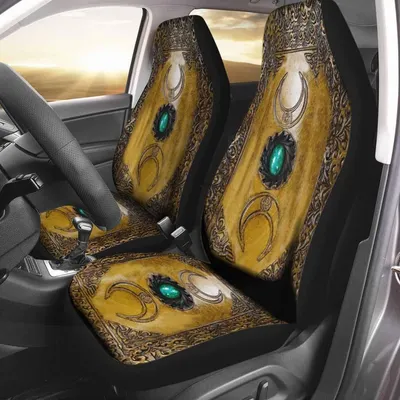 Triple Moon Third Eye Witch Leather Pattern Print On Front Car Seat Covers