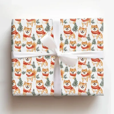 Snow Day with the Shiba Inu - Gift Wrap for Christmas, Holidays Wrapping Paper, Christmas Wrapping Paper