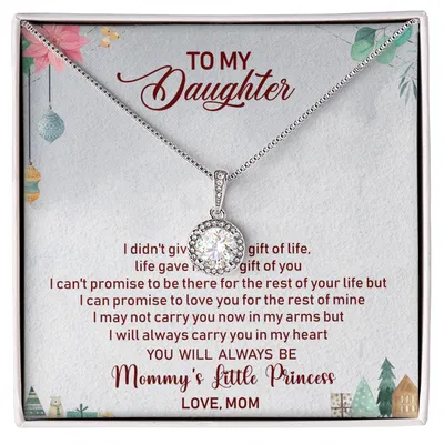 To My Daughter Necklace - Mommy Little Princess, For Daughter, From Mom, Mom And Daughter Gift, Valentine's, Mother's Day, Mom Daughter Necklace, Daughter Birthday Gift, Daughter Graduation Gift, Love Pendant Necklace, Anniversary, Christmas Gift