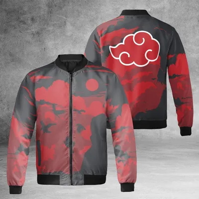 Itachi Uchiha Bomber Jacket, Windproof Jacket, Akatsuki Red Cloud Style, Naruto Anime Streetwear, Men'S Cosplay Gift Bomber Jacket