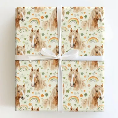 Rainbows with the Haflinger - Gift Wrap for Christmas, Holidays Wrapping Paper, Christmas Wrapping Paper
