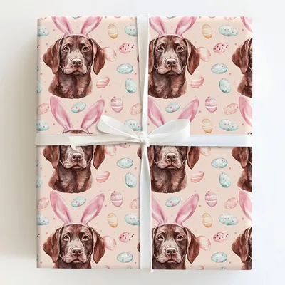 Chocolate Lab Bunny - Gift Wrap for Christmas, Holidays Wrapping Paper, Christmas Wrapping Paper