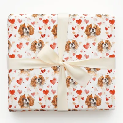 Cavalier King Charles Valentine - Gift Wrap for Christmas, Holidays Wrapping Paper, Christmas Wrapping Paper