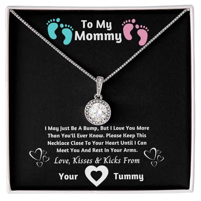 To My Mommy Love Knot Necklace I Can't Wait To Meet You, Pregnancy Gift For First Time Mom Mother's Day Gift, To My Mommy From Tummy, Necklace Pendant For Her, Pregnancy Gift For Mommy, Gift For Mommy From Baby Bump, Mom Necklace Jewelry
