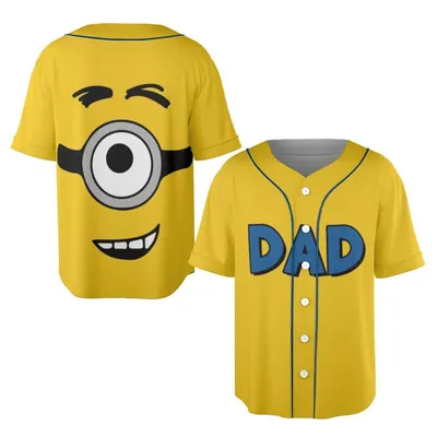 Minion Dad Baseball Jersey, Funny Yellow Cartoon Costume Baseball Jersey, Family Matching Outfit, Despicable Me Gift For Him