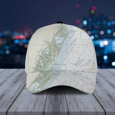 Sea Isle City Corson Inlet Nautical Chart Baseball Cap - Classic Boating Hat Gift Baseball Cap