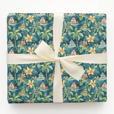 Hibiscus Holiday - Gift Wrap for Christmas, Holidays Wrapping Paper, Christmas Wrapping Paper