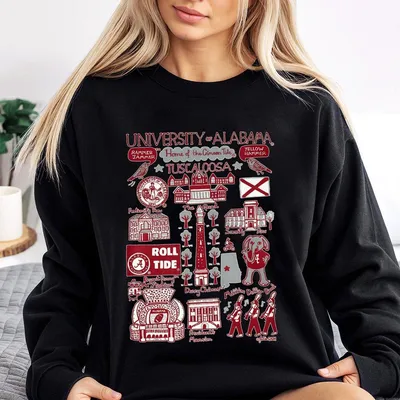 University Of Alabama Crimson Tide Campus Map Sweatshirt, Roll Tide College Football Sweatshirt, Tuscaloosa Spirit Sweatshirt, Tailgate Outfit