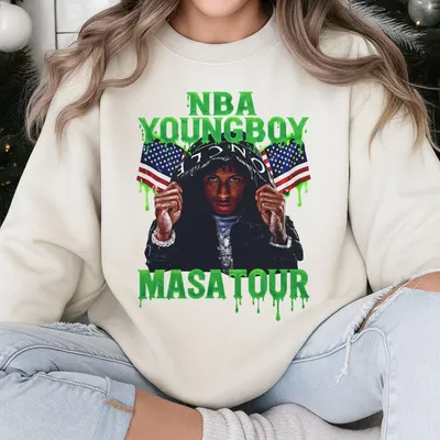 Youngboy Masa Tour Sweatshirt – Rap Music Tour Graphic Sweatshirt, Vintage 90s Hip Hop Style, Unisex Black, Streetwear Outfit For Rap Fans