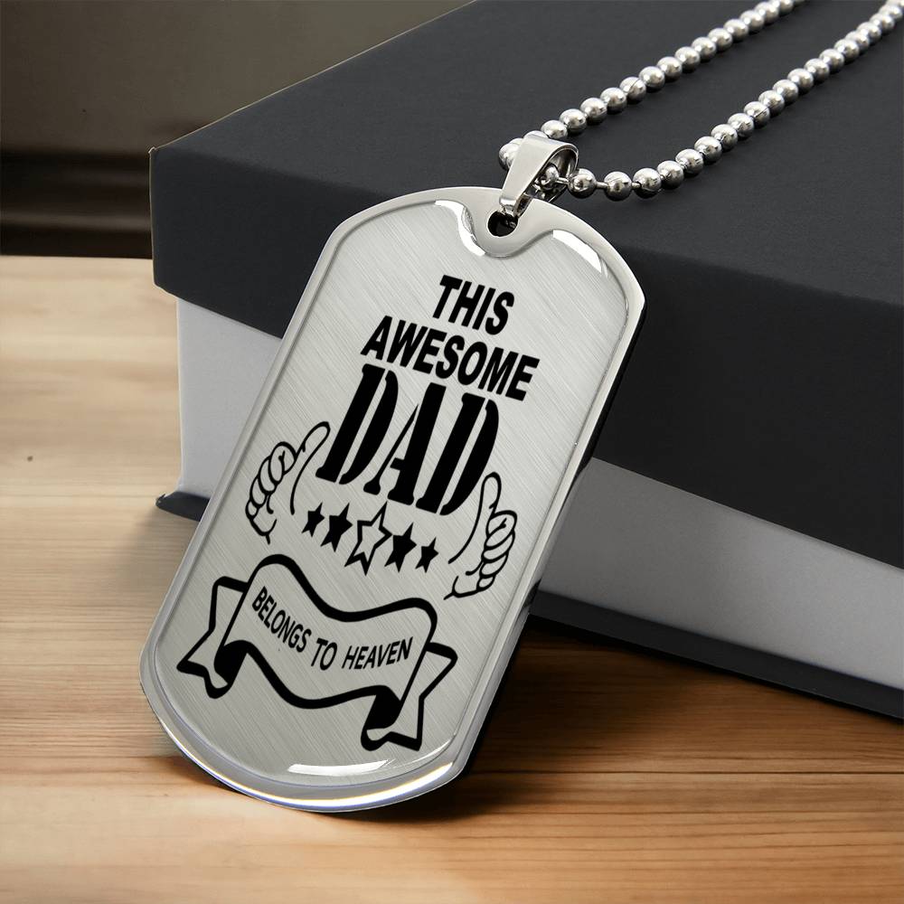 Awesome Dad 😎 - Army Tag Necklace, Dog Tag