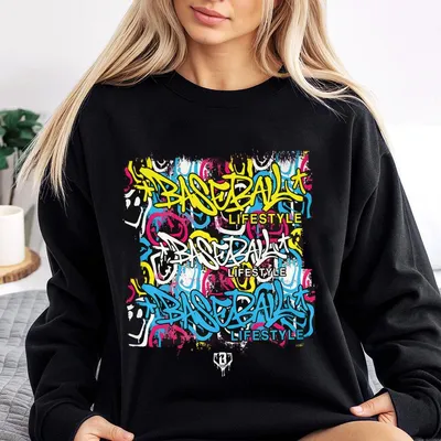 Baseball Lifestyle Smiley Slugger Sweatshirt, Gift For Youth Boys For Youth Girls, Y2k, Casual Top Unisex