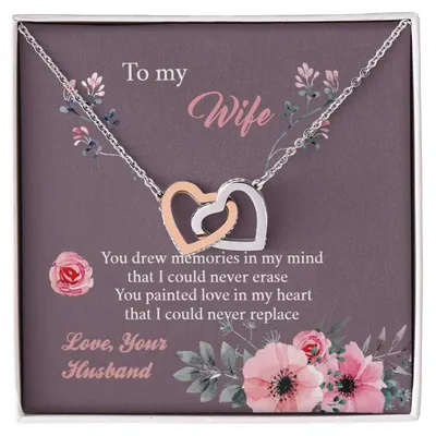 To My Wife - Memories Paint Heart - Necklace Interlocking Hearts Necklace