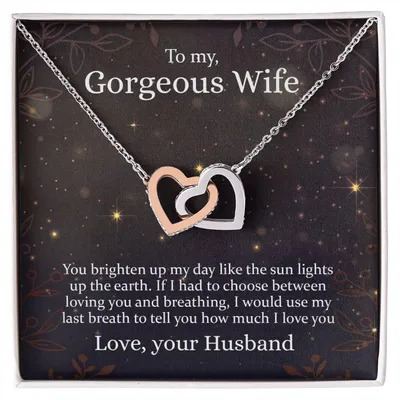 To My Gorgeous Wife - Interlocking Hearts Necklace