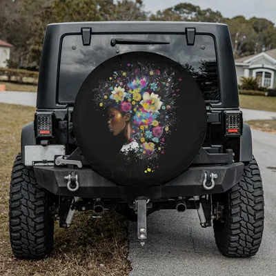 Gorgeous Black Woman Spare Tire Cover, Girly Tire Cover, Backup Hole Camera Spare Wheel Tire, Black Queen Tire Cover Spare Tire Cover