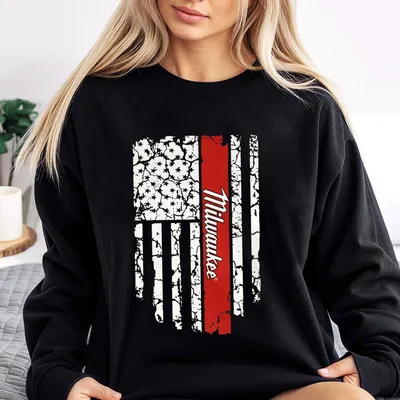 Milwaukee Usa Flagt Sweatshirt, Graphic Sweatshirt For Unisex, Daily Wear, Soft, Classic Fit, Graphic Sweatshirt For Women And Men