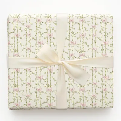 Serene Bows and Bamboo - Gift Wrap for Christmas, Holidays Wrapping Paper, Christmas Wrapping Paper