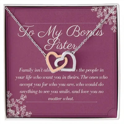 Bonus Sister Gift Sister In Law Gift Sister Of The Groom Wedding Thank You Bridesmaid Interlocking Hearts Necklace