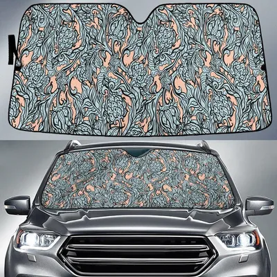 Dried Green Leaf Tree Plants Orange Theme Car Sun Shades Cover Auto Windshield PrintSyde