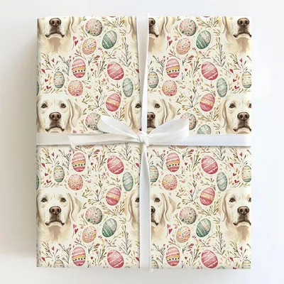 Easter Eggs with the White Lab - Gift Wrap for Christmas, Holidays Wrapping Paper, Christmas Wrapping Paper