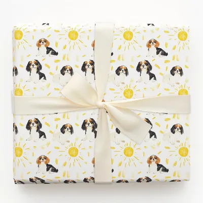 Sunny Day with the Cavalier King Charles - Gift Wrap for Christmas, Holidays Wrapping Paper, Christmas Wrapping Paper