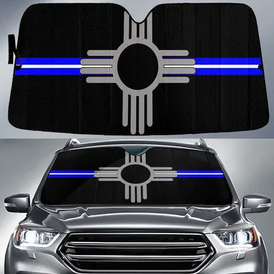 New Mexico State Subdued Flag Grey And White Blue Printed Car Sun Shades Cover Auto Windshield PrintSyde