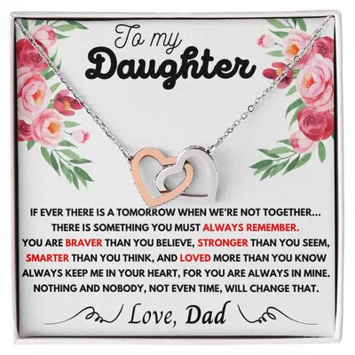 To My Daughter - My Love Is Forever Dad - Necklace Interlocking Hearts Necklace