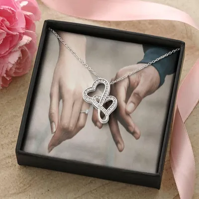 Hearts In Hands Double Hearts Necklace