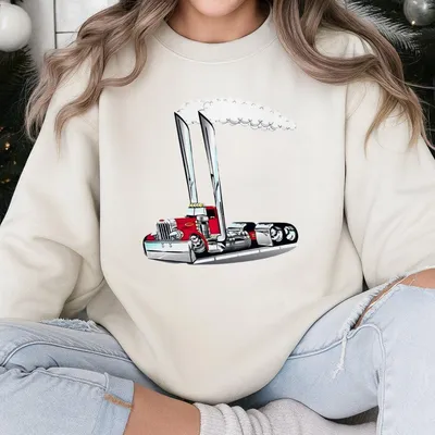 Peterbilt Smokin Hot Trucker Sweatshirt Premium Cotton Unisex Sweatshirt Big Rig Prints Top Ideal For Truck Enthusiasts