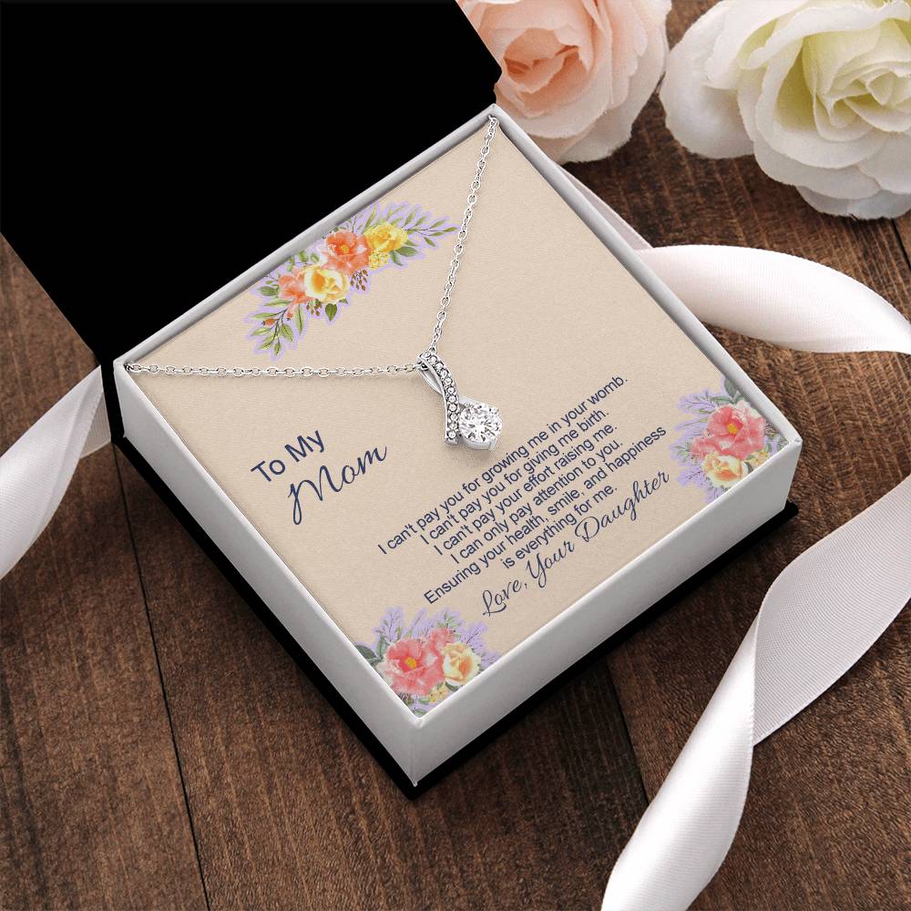 Ribbon Pendant Necklace With I Can't Pay You Message Card Gift For Mother Alluring Beauty Necklace