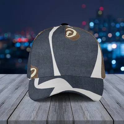 Baseball Cap Dark Navy Denim Brown Suede Visor Vintage Two-Tone Hat Baseball Cap