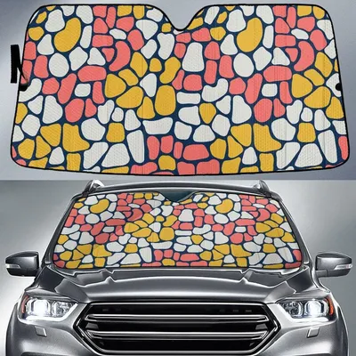 White Orange Yellow Brick Pattern All Over Print Car Sun Shades Cover Auto Windshield PrintSyde