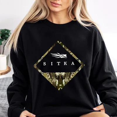 Sitka Camoflage Bottomland Pattern Two Sided Unisex Sweatshirt, Full Sizes, Full Colors, Made In Usa.Lkd