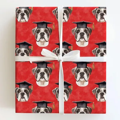 Bulldogged That Degree - Gift Wrap for Christmas, Holidays Wrapping Paper, Christmas Wrapping Paper