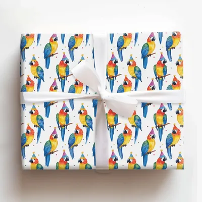 Parrot Parade - Gift Wrap for Christmas, Holidays Wrapping Paper, Christmas Wrapping Paper