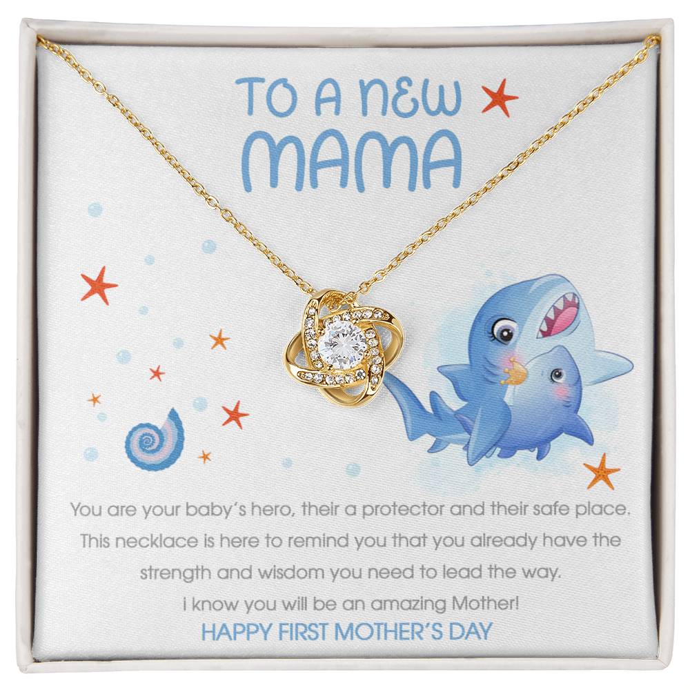 To a New Mama - You Are Your Baby's Hero - Mother's Day Gift - Love Knot Necklace