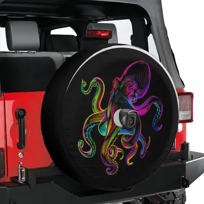Octopus Sea Monster Krakens Jellyfishes Sea Animals Spare Tire Cover Thickening Leather Universal Fit  Trailer, Rv, Truck Spare Tire Cover