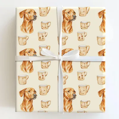 Coffee Day with the Rhodesian Ridgeback - Gift Wrap for Christmas, Holidays Wrapping Paper, Christmas Wrapping Paper