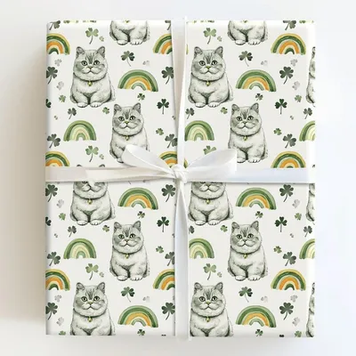Rainbows with the British Shorthair - Gift Wrap for Christmas, Holidays Wrapping Paper, Christmas Wrapping Paper