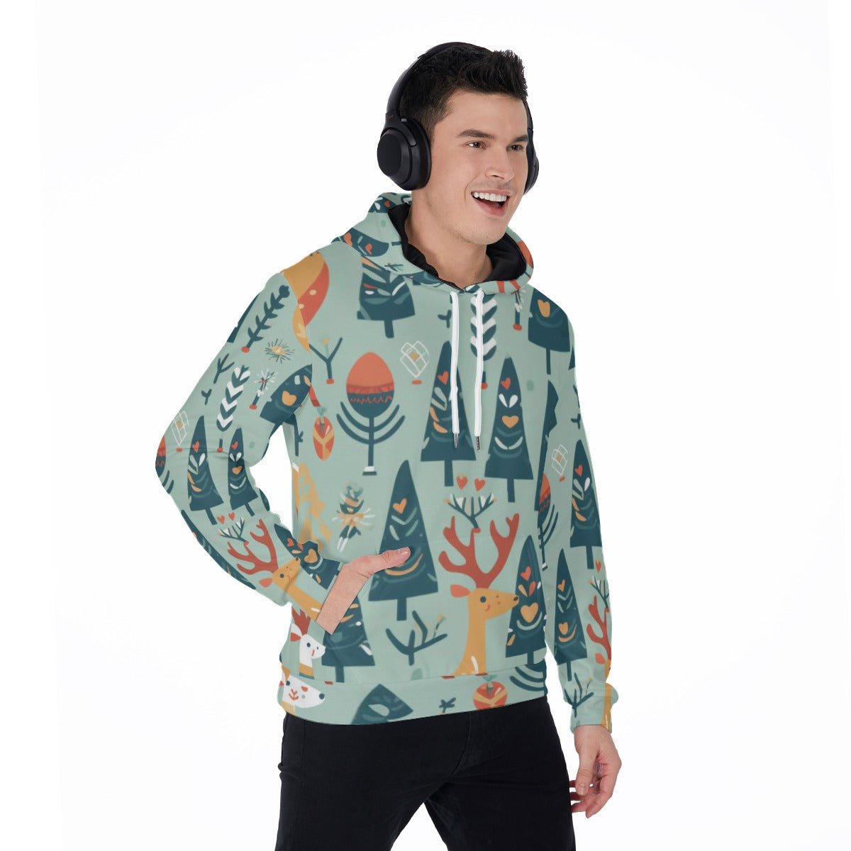 Scandinavian Forest Animals Graphic Unisex Pullover Hoodie
