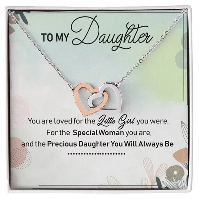 To My Daughter Interlocking Hearts Necklace Message Card
