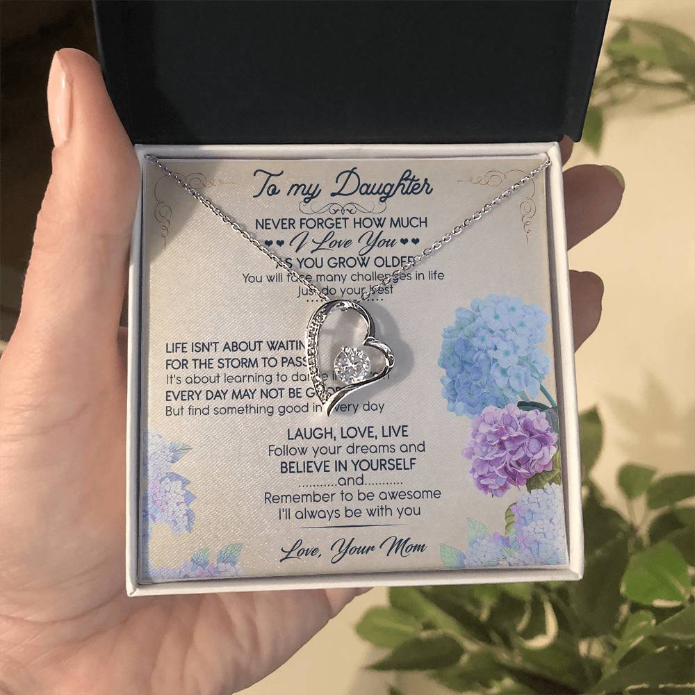 To My Daughter I Love You Birthday Message Card - Just Do Your Best - Forever Love Necklace