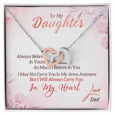 I May Not Carry You In My Arms Anymore But I Will Always Carry You In My Heart Necklace With Message Card Interlocking Hearts Necklace