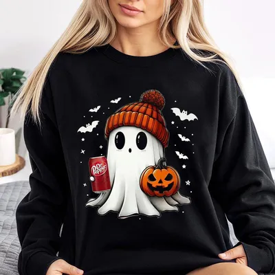Dr Pepper Ghost Cute Halloween Sweatshirt,Pepper Sweatshirt,Full Color Full Size,For Men,For Women