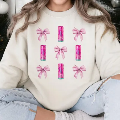 Pink Coquette Sweatshirt Energy Sweatshirt Pink Bow Coquette Sweatshirt Graphic Sweatshirt Cute Pinkdrink Sweatshirt Gift For Women Casual Outfit