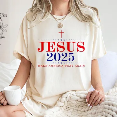 Jesus Christ 2025 Unisex T-Shirt Make America Pray Again Cotton T-Shirt For Men Women Soft Summer Wear