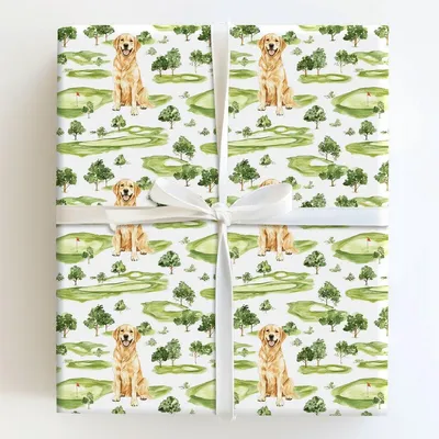 Barking Up the Back Nine - Gift Wrap for Christmas, Holidays Wrapping Paper, Christmas Wrapping Paper