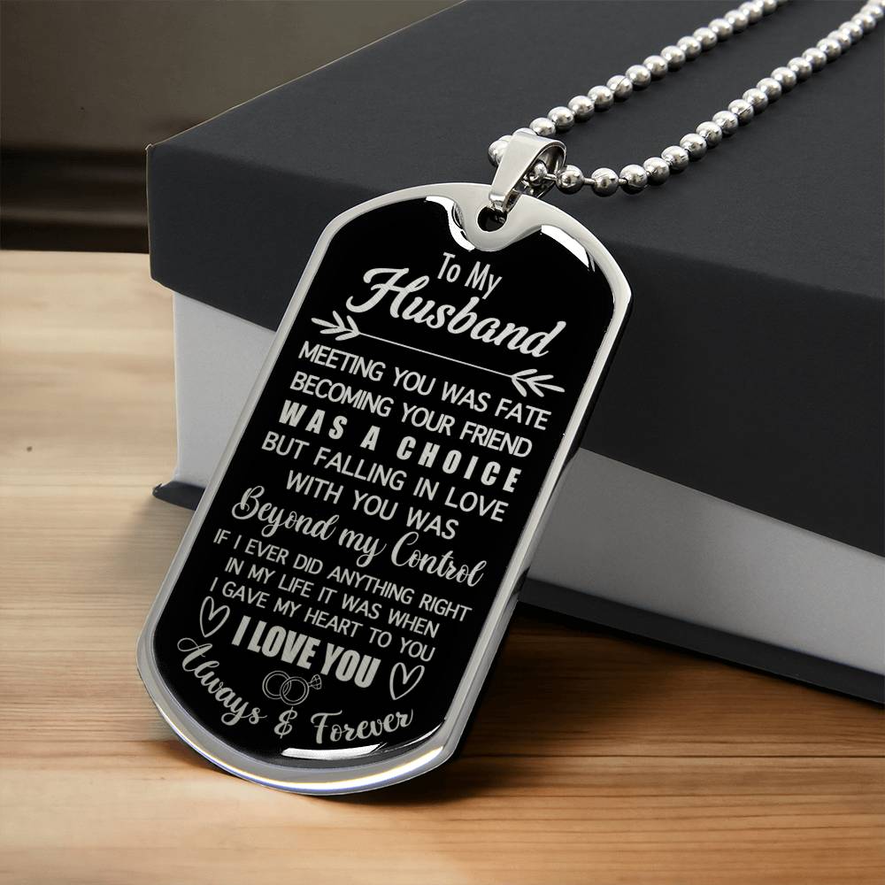 To My Husband - Army Tag Necklace, Dog Tag