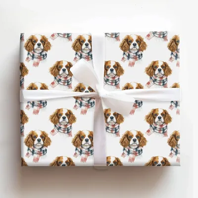 Bundle Up with the Cavalier King Charles - Gift Wrap for Christmas, Holidays Wrapping Paper, Christmas Wrapping Paper