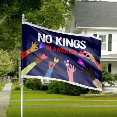 No Kings In America Horizontal House Flag, Equality Diversity Love Unity Patriotic Design Horizontal House Flag